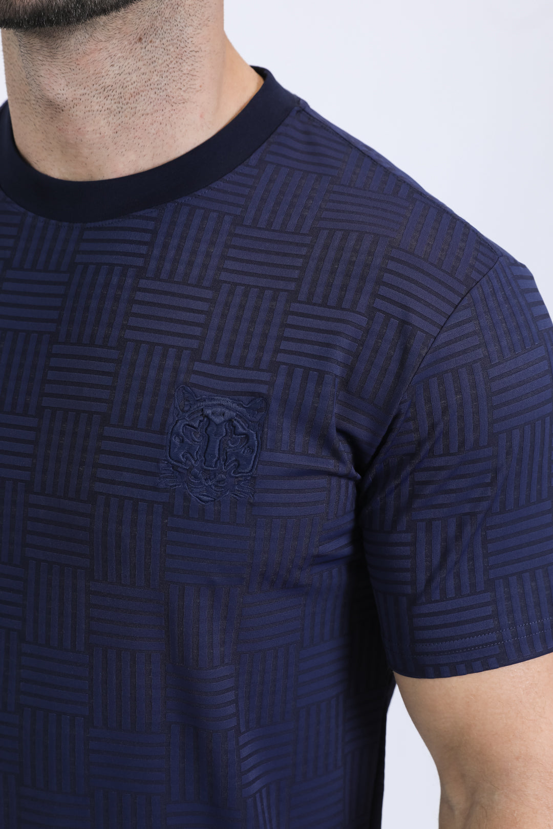 Jaguar Stripe Graphic Tee | T-Shirt | Men's Cotton Navy Animal Print