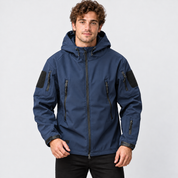Men's Softshell Fleece-Lined Hooded Jacket – Windproof Winter Coat | Green Grey Navy | S–3XL