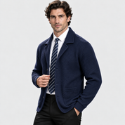 Men's Waffle Knit Jacket – Soft Stretch Loose Fit Winter Coat | Black Navy Grey Burgundy | S–3XL