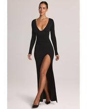 Modal Long-Sleeve Maxi Dress | Women's Black