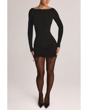 Modal Long-Sleeve Mini Dress | Women's Black