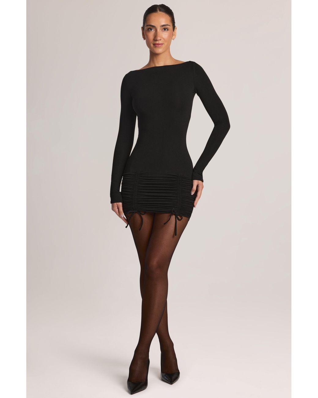 Modal Long-Sleeve Mini Dress | Women's Black