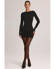 Modal Long-Sleeve Mini Dress | Women's Black