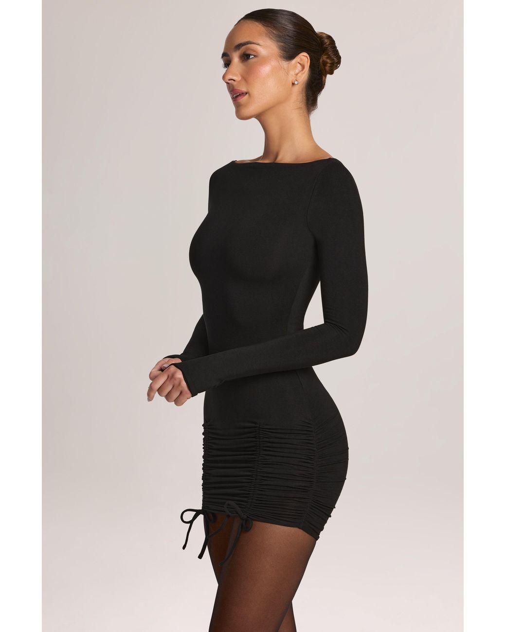 Modal Long-Sleeve Mini Dress | Women's Black