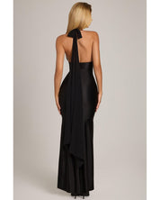 Satin Jersey Halterneck Maxi Dress | Women's Black