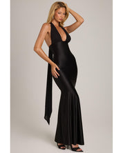 Satin Jersey Halterneck Maxi Dress | Women's Black