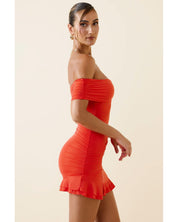 Asymmetric Ruched One-Shoulder Mini Dress | Women's Red Jersey