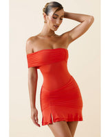 Asymmetric Ruched One-Shoulder Mini Dress | Women's Red Jersey