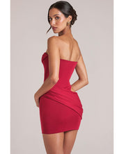 Bandeau Cowl Bodycon Mini Dress | Women's Red Modal Premium