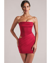 Bandeau Cowl Bodycon Mini Dress | Women's Red Modal Premium