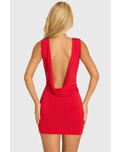 Draped Backless Mini Dress | Women's Red Stretch Crepe Jersey