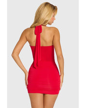 Halterneck Draped Mini Dress | Women's Red Jersey Body-Hugging