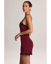 Modal Lace-Trim Peekaboo Mini Dress | Women's Red
