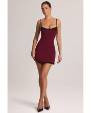 Modal Lace-Trim Peekaboo Mini Dress | Women's Red