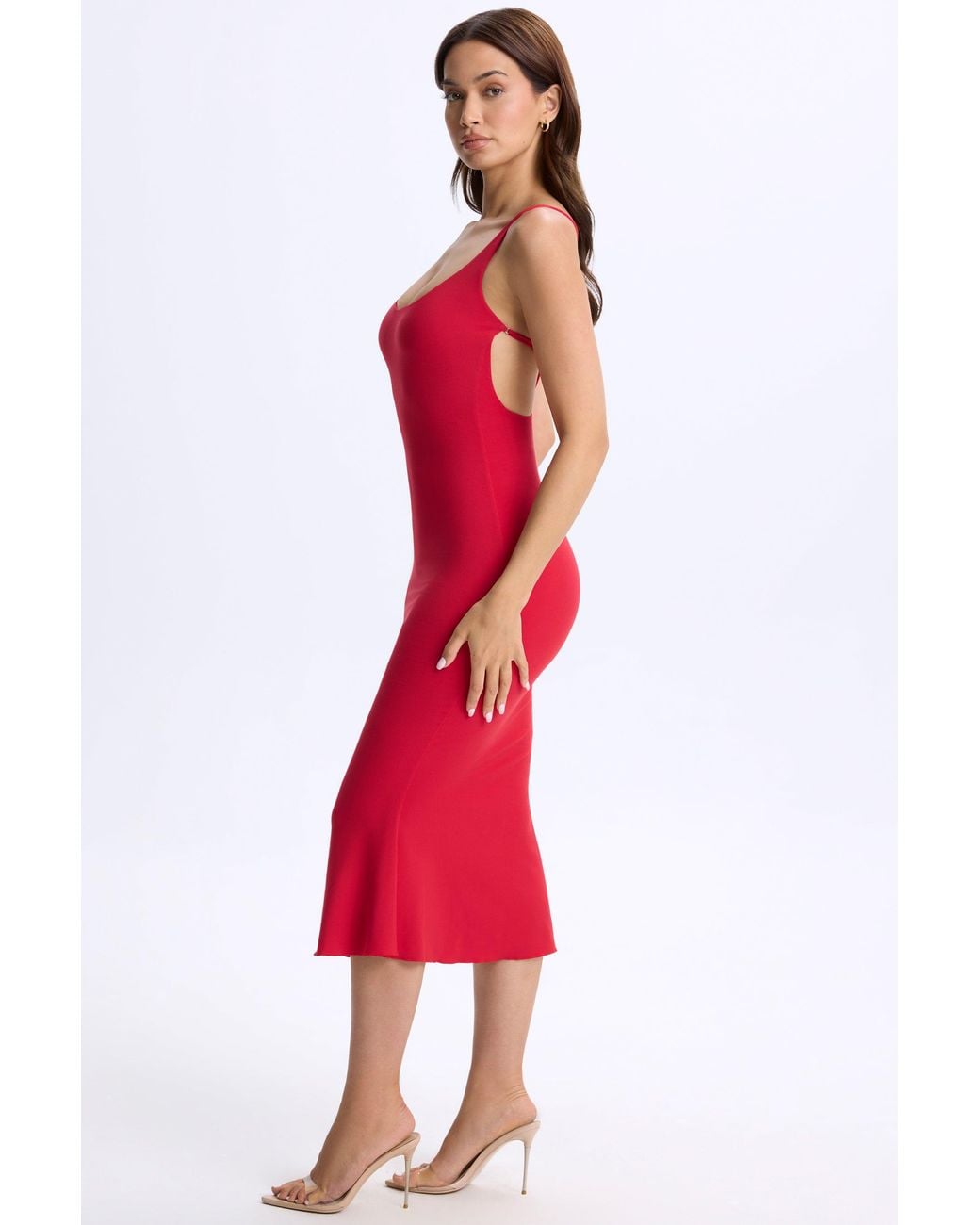 Modal Plunge Open-Back Midaxi Dress | Women's Red Fishtail