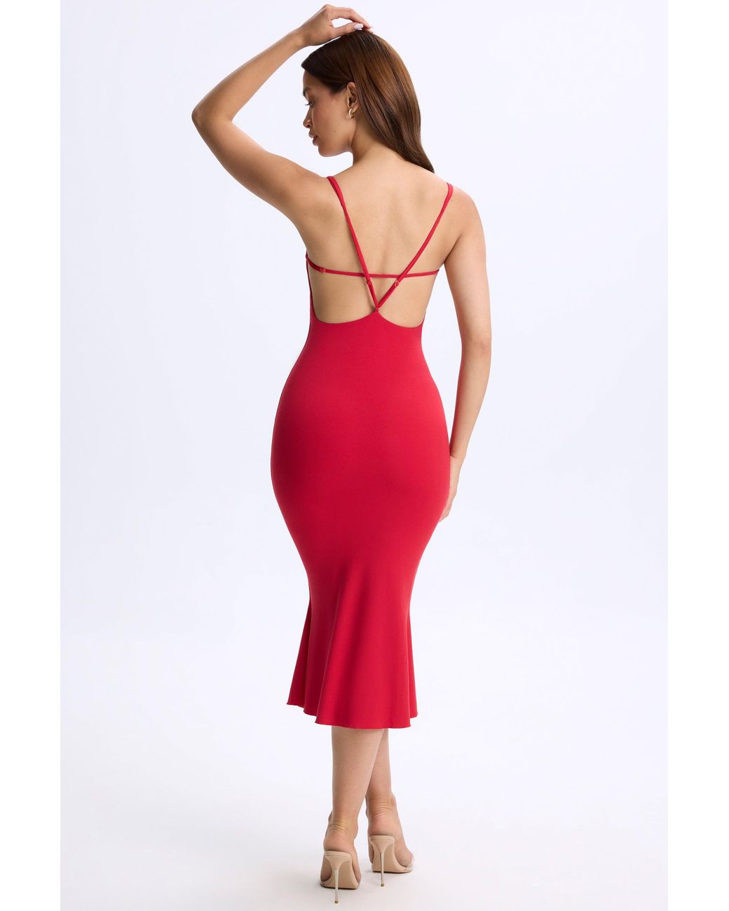 Modal Plunge Open-Back Midaxi Dress | Women's Red Fishtail