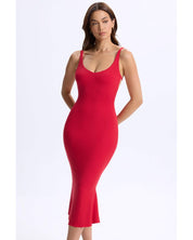 Modal Plunge Open-Back Midaxi Dress | Women's Red Fishtail