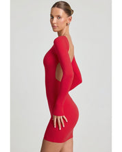 Open Back Bodycon Mini Dress | Women's Red Modal Jersey
