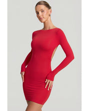 Open Back Bodycon Mini Dress | Women's Red Modal Jersey