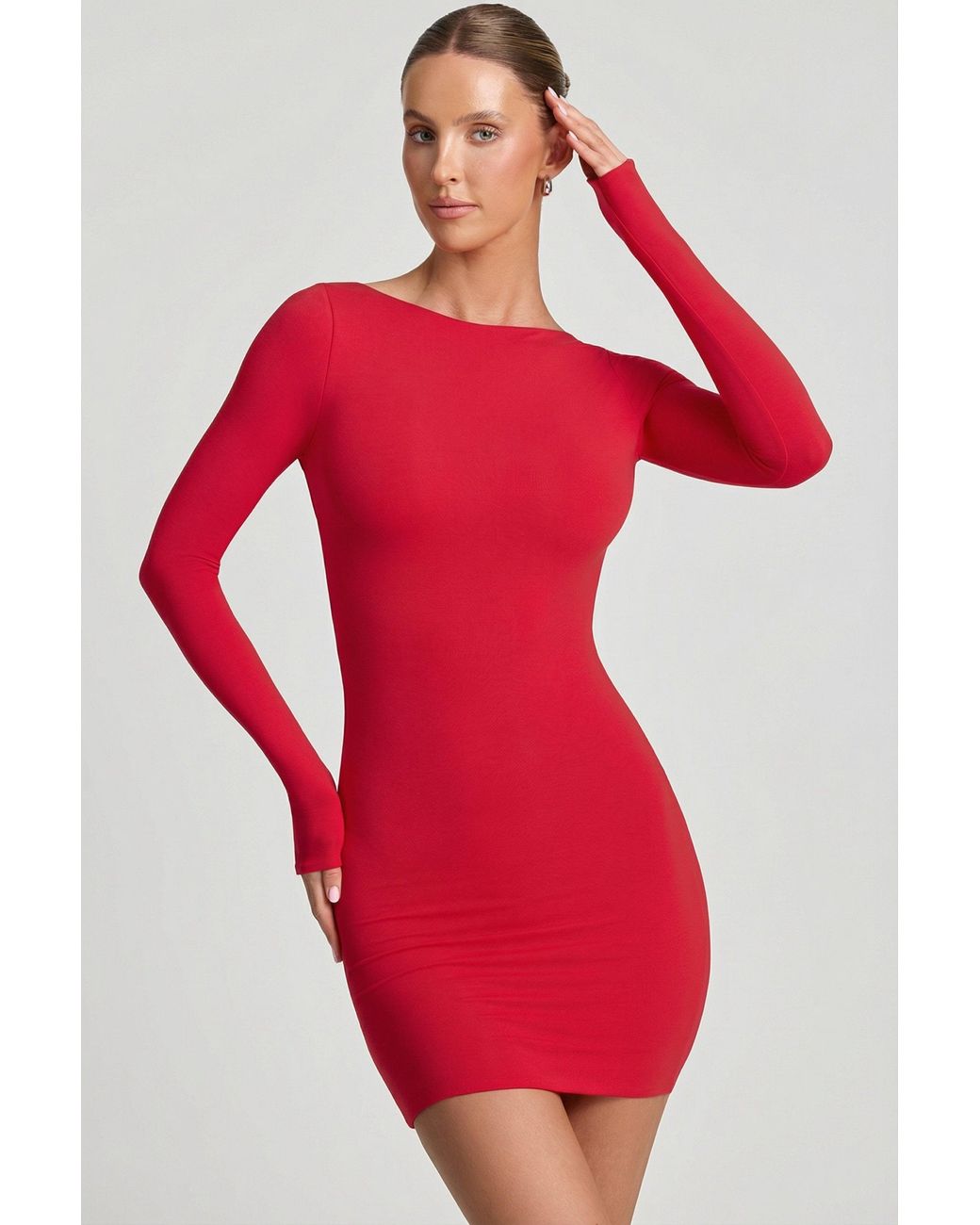 Open Back Bodycon Mini Dress | Women's Red Modal Jersey