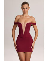 Ponte Bardot Mini Dress | Women's Red