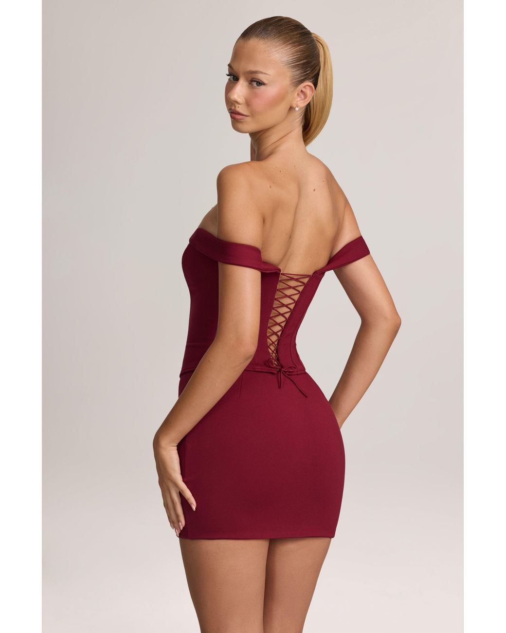 Ponte Bardot Mini Dress | Women's Red