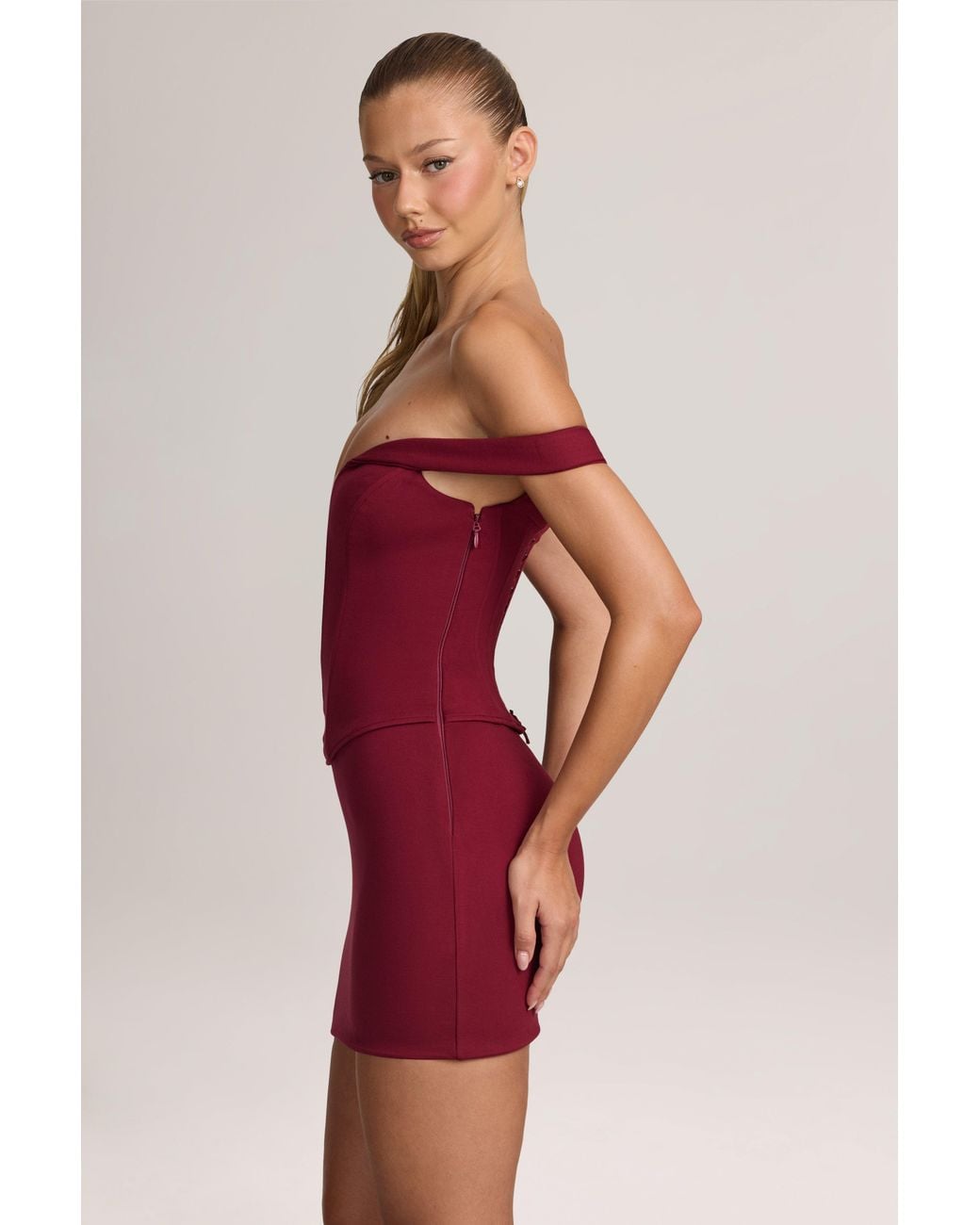 Ponte Bardot Mini Dress | Women's Red
