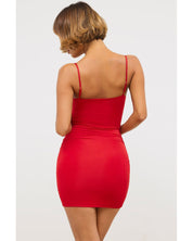 Rose Detail Cut-Out Mini Dress | Women's Red Slinky Jersey