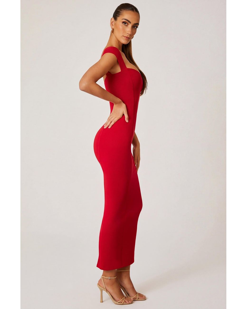 Sweetheart Neckline Maxi Dress | Women's Red Premium Modal