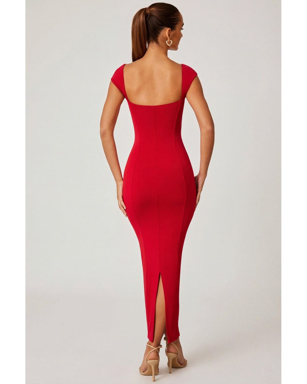 Sweetheart Neckline Maxi Dress | Women's Red Premium Modal