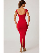 Sweetheart Neckline Maxi Dress | Women's Red Premium Modal
