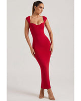 Sweetheart Neckline Maxi Dress | Women's Red Premium Modal