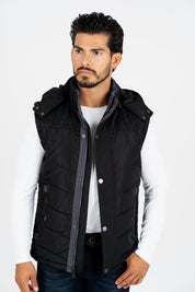 Padded Hooded Gilet | Men's Gilet | Men Padded Hooded Fur Black Khaki Red Blue