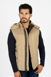 Padded Hooded Gilet | Men's Gilet | Men Padded Hooded Fur Black Khaki Red Blue