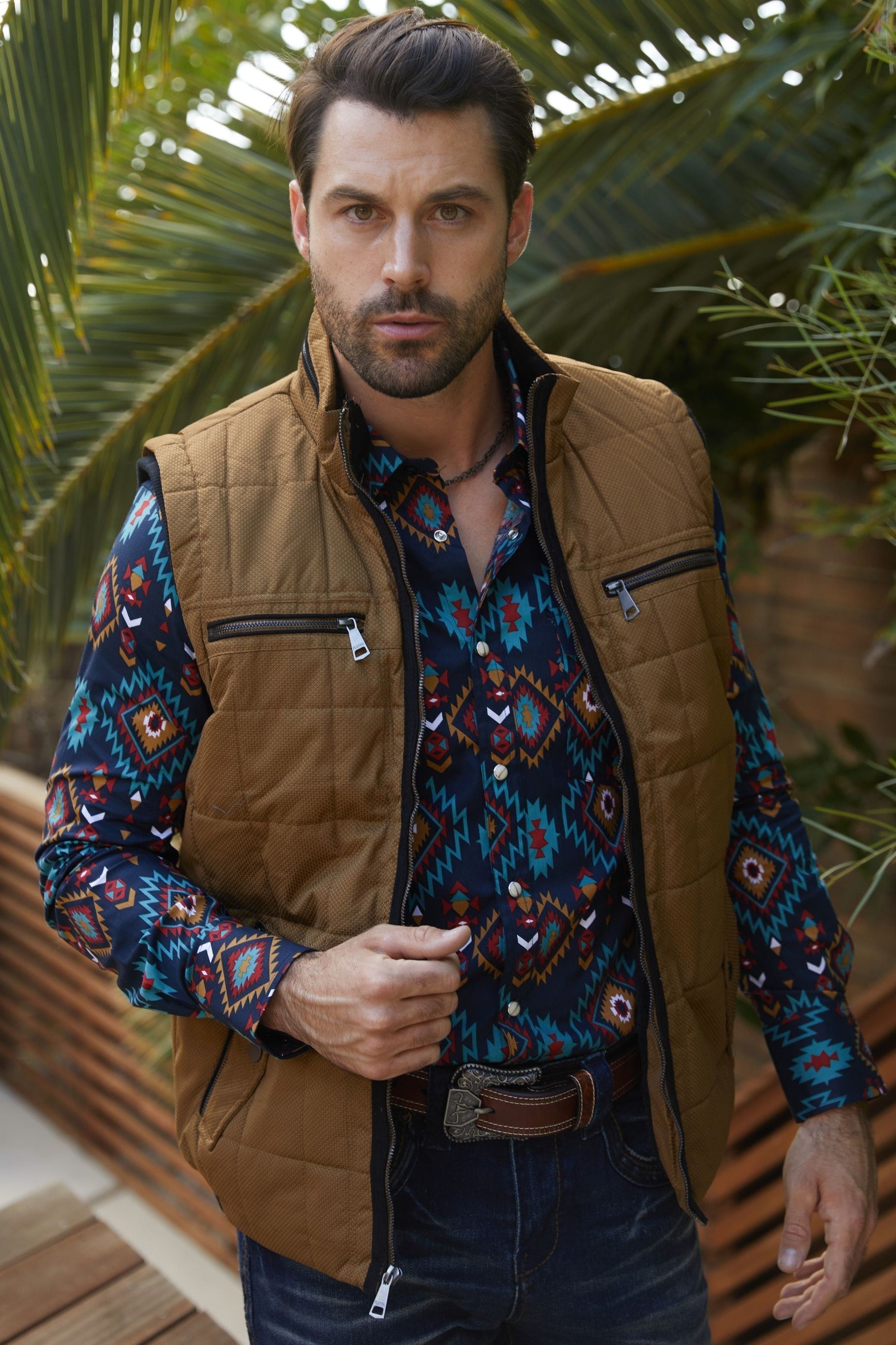 Quilted Fur-Lined Gilet | Men's Gilet | Men Quilted Fur Navy Camel Beige