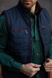 Quilted Fur-Lined Gilet | Men's Gilet | Men Quilted Fur Navy Camel Beige