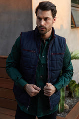 Quilted Fur-Lined Gilet | Men's Gilet | Men Quilted Fur Navy Camel Beige