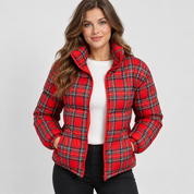 Women's Checkered Jacket Flared Hem Elegant Autumn Winter Coat Vintage Tartan Outerwear