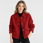 Women's Tweed Pea Coat – Peter Pan Collar Pearl Button Winter Jacket | 5 Colours | S–2XL
