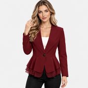 Women's Chiffon Blazer Jacket Long Sleeve Single Button Lightweight Smart Casual Workwear