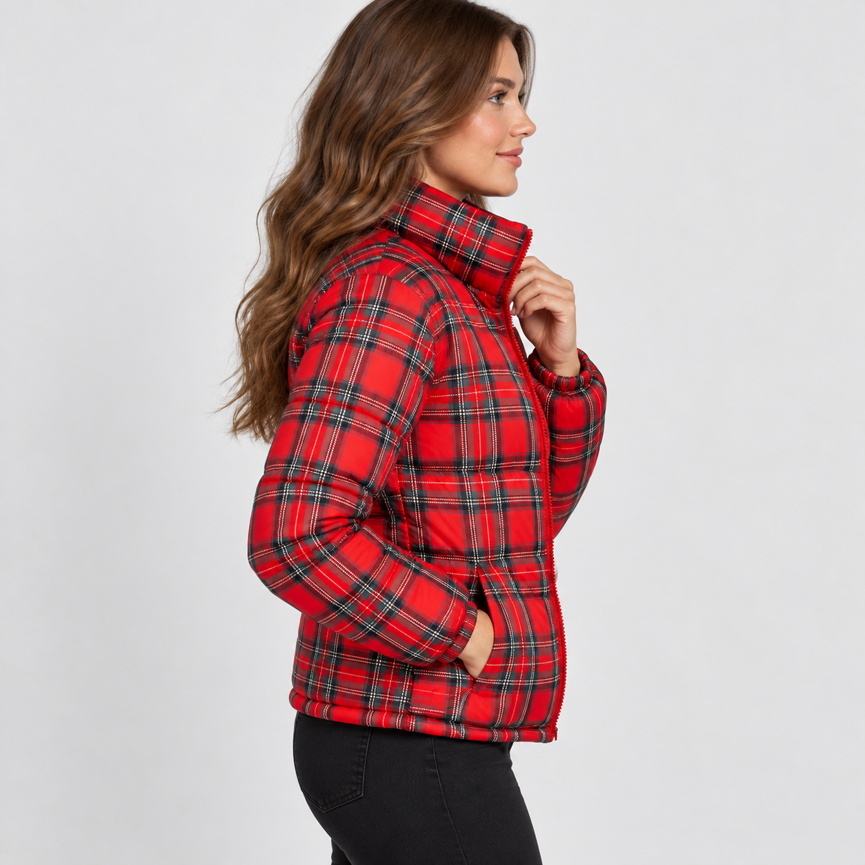 Women's Checkered Tartan Jacket Flared Hem | Elegant Autumn Winter Coat | Vintage Blazer Style | S–2XL