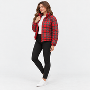 Women's Checkered Jacket Flared Hem Elegant Autumn Winter Coat Vintage Tartan Outerwear