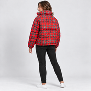 Women's Checkered Tartan Jacket Flared Hem | Elegant Autumn Winter Coat | Vintage Blazer Style | S–2XL