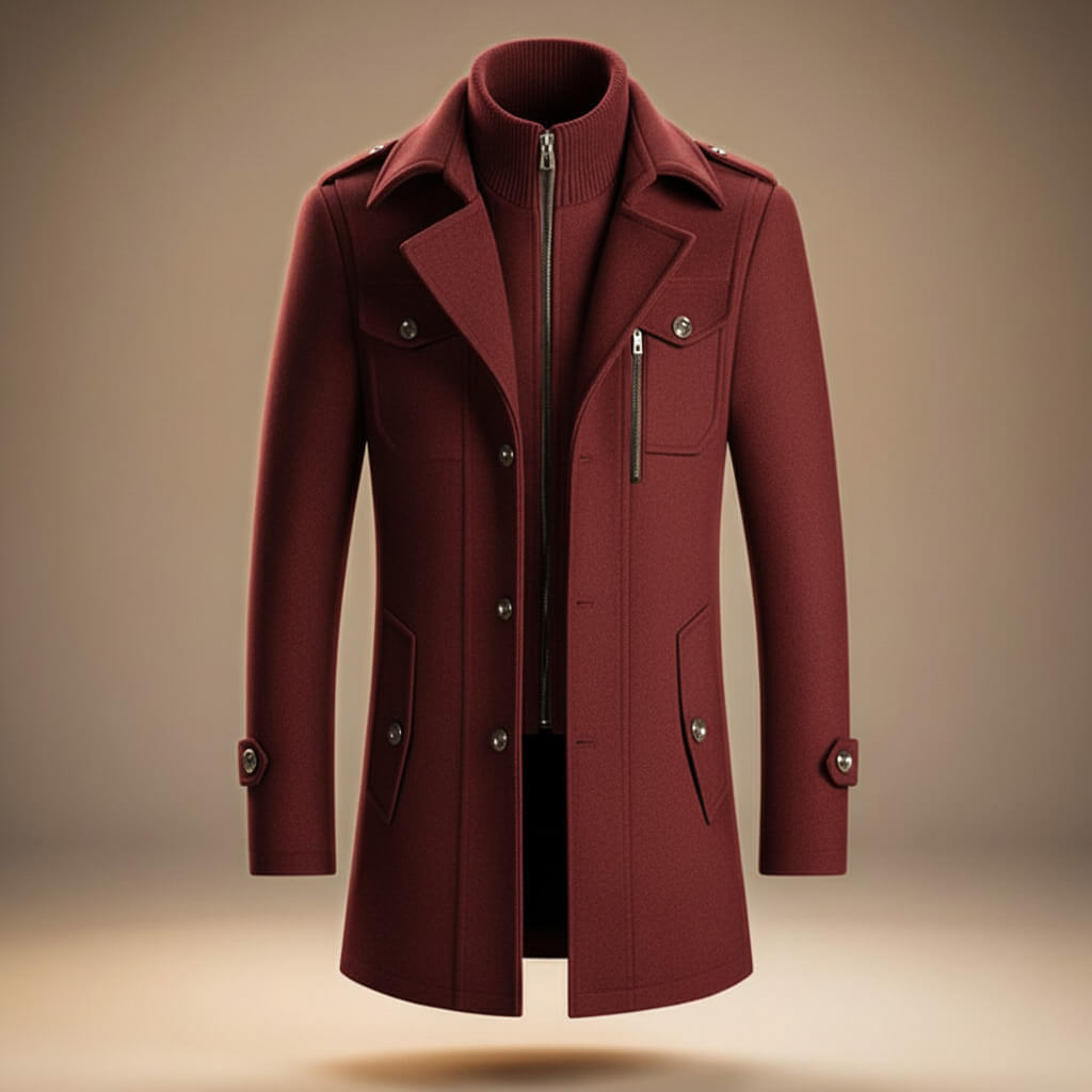 Callum Virgin Wool Coat | Men's Wool Overcoat | Classic Double-Breasted Winter Coat UK