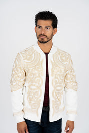 Rhinestone Bomber Jacket | Men's Jacket | Men Rhinestone Bomber Black White Red