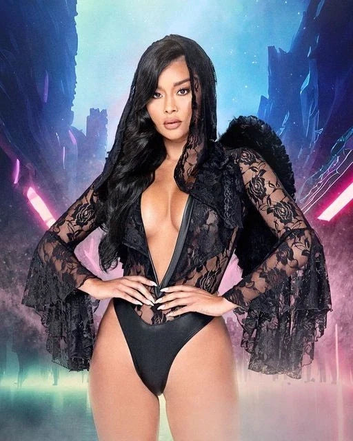 Dark Angel Gothic Halloween Bodysuit Costume