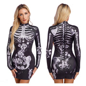 Skeleton Zombie Bodycon Mini Dress Halloween Costume