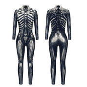 3D Skeleton Print Halloween Cosplay Jumpsuit Bodysuit