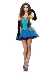 Leg Avenue Sexy Blue Peacock Beauty Women's Halloween Costume with Tiara & Feathers