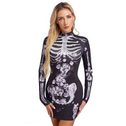 Skeleton Zombie Bodycon Mini Dress Halloween Costume